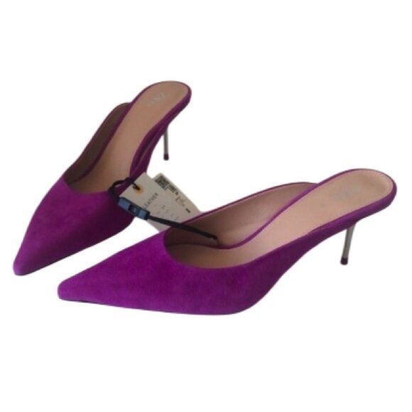 Zara Genuine Leather Suede Purple Heel Shoe Stiletto Sz. 39 - Picture 1 of 11